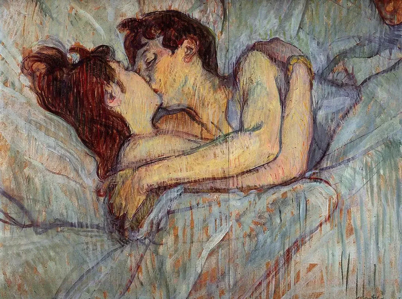 Yatakta, Öpücük - Henri de Toulouse-Lautrec