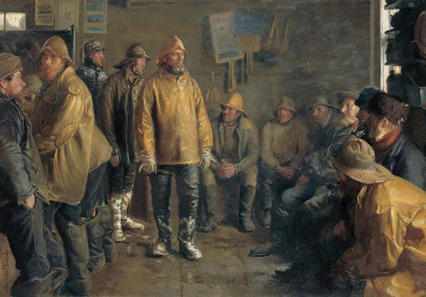 Bir markette, balık tutmanın olmadığı bir kış gününde - Michael Peter Ancher