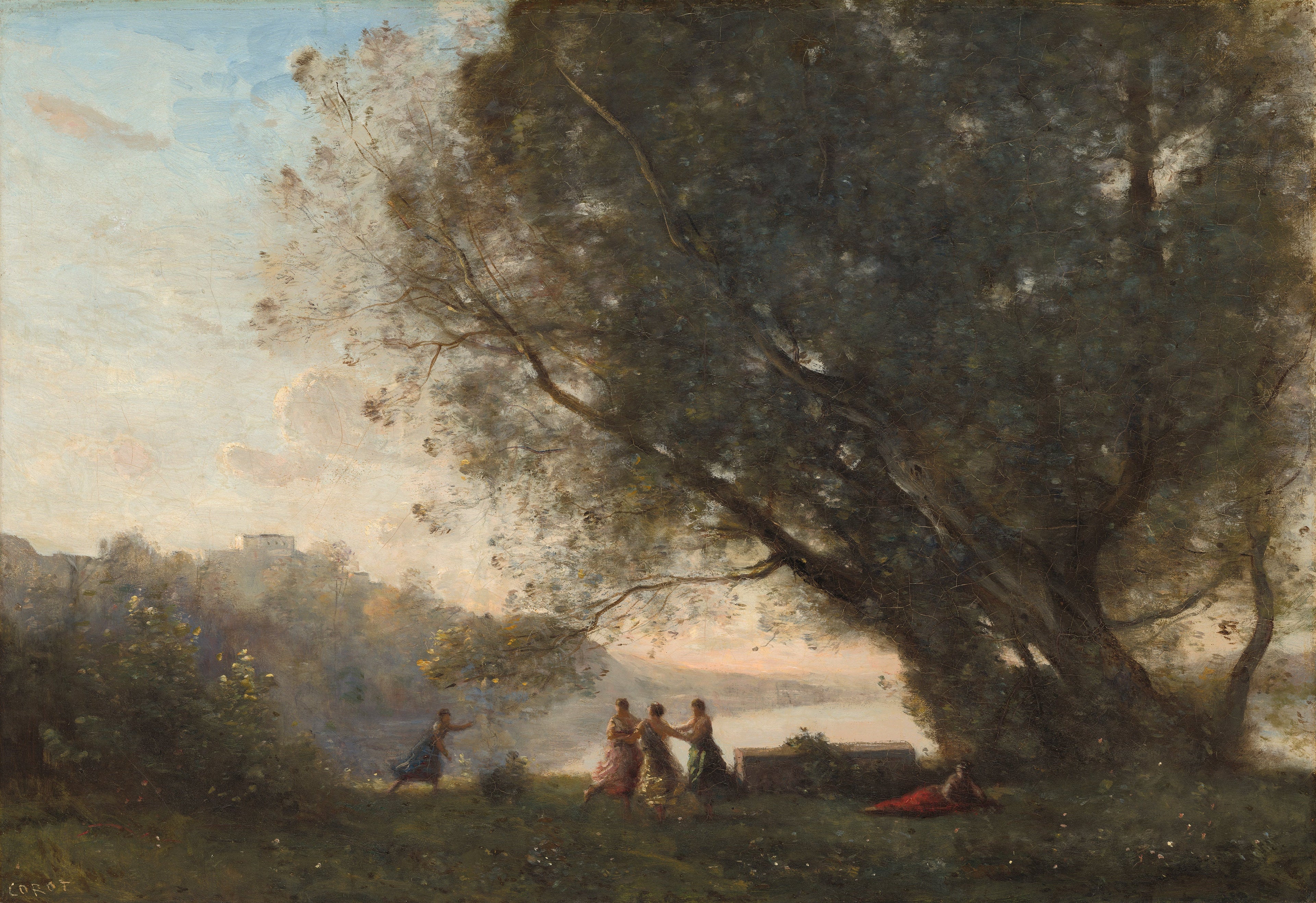 Danse sous les arbres au bord du lac - Jean-Baptiste Camille Corot