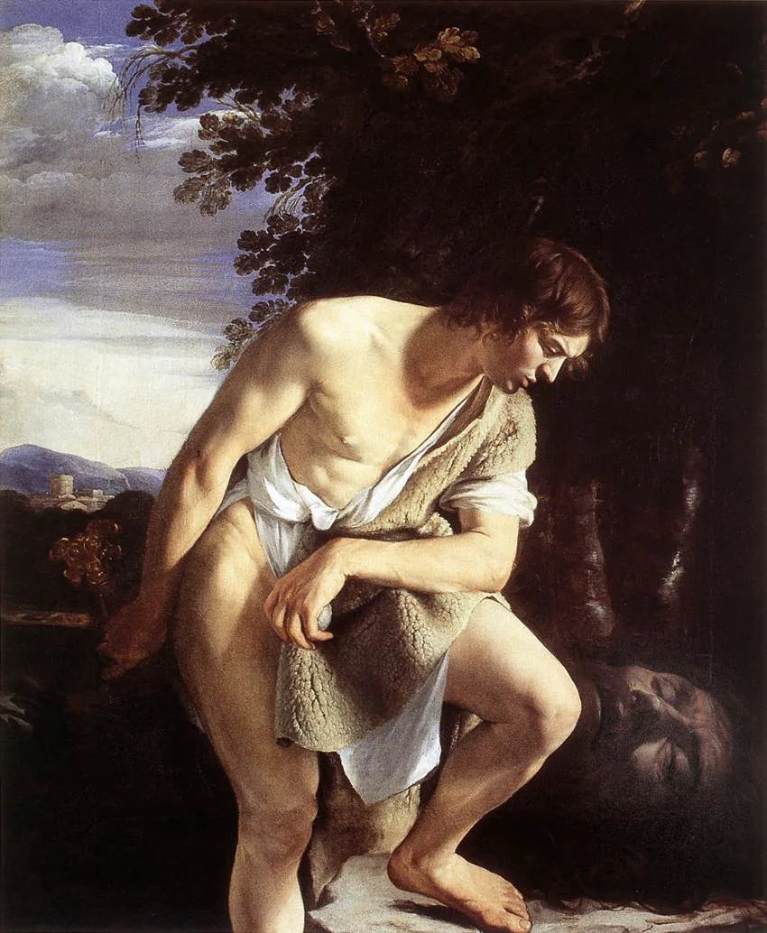David Goliath'ın başını izliyor - Orazio Gentileschi