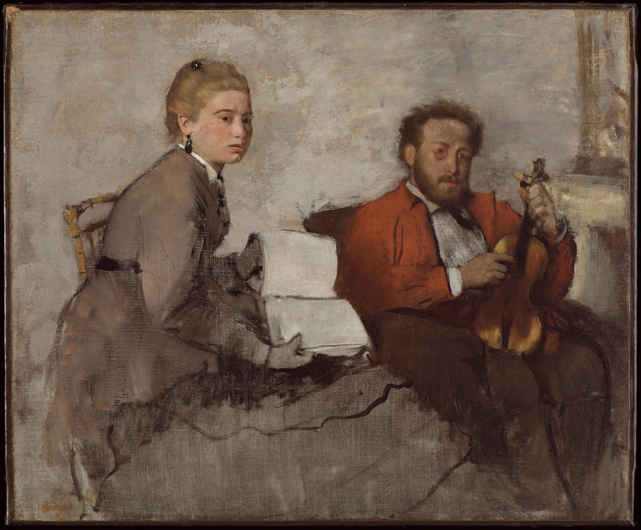 Kemanist ve müzik defteri tutan genç kadın) - Edgar Degas