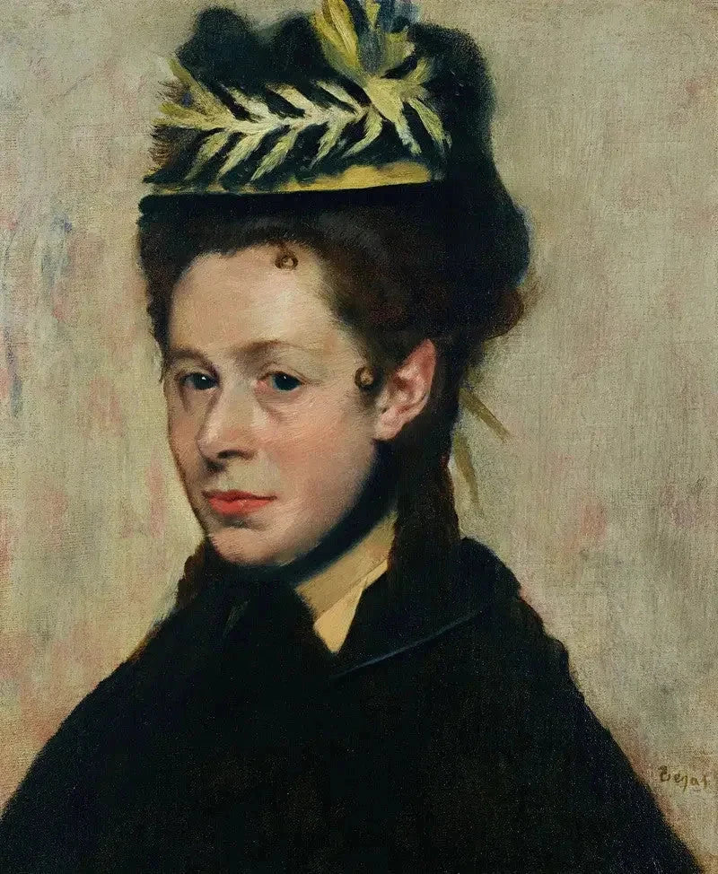 Tüy şapka takan kadın büstü - Edgar Degas