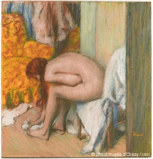 Soluculuğunda sol ayağını silen kadın - Edgar Degas