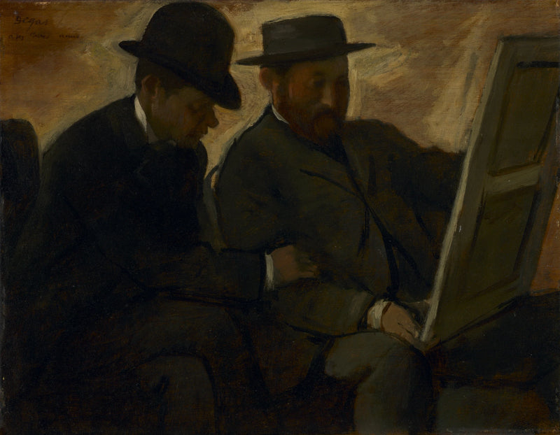 Paul Lafond ve Alphonse Cherfils bir tabloyu inceliyor - Edgar Degas