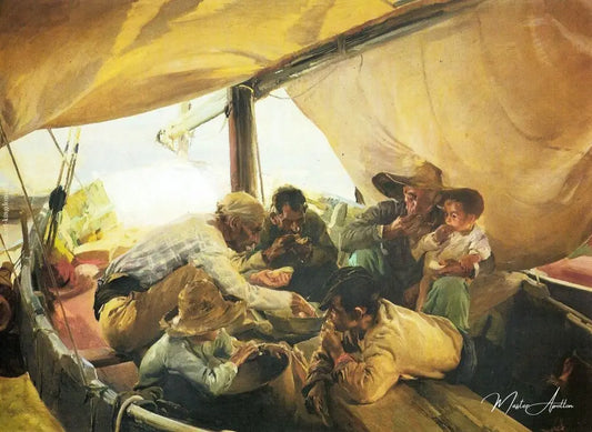 Déjeuner sur le bateau - Sorolla - Reproductions de tableaux et peintures haut de gamme