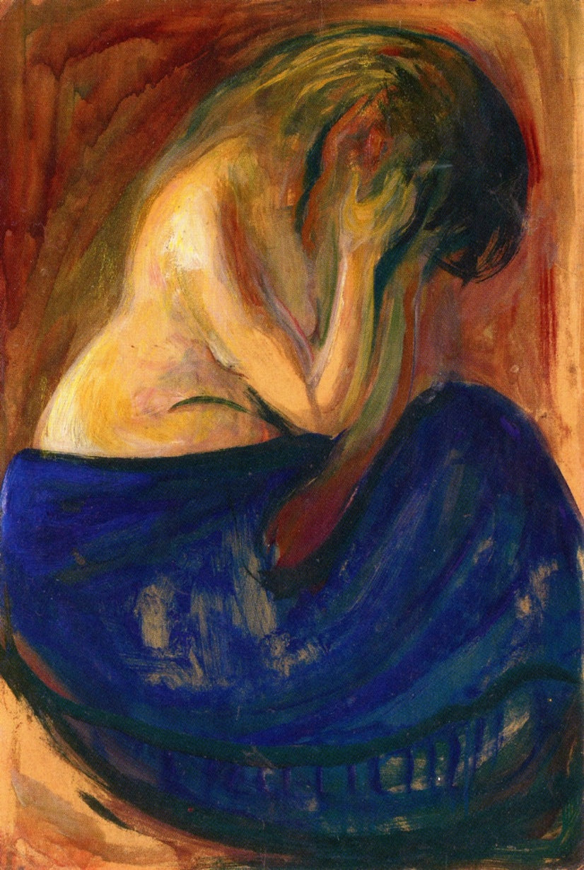 Reproduction du tableau « Demi-nu à la jupe bleue - Edvard Munch » par Alpha Reproduction en peinture à l’huile
