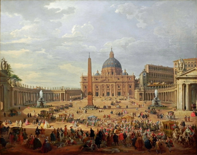 Choiseul Dükü'nün Piazza di San Pietro'dan Ayrılışı - Giovanni Paolo Panini