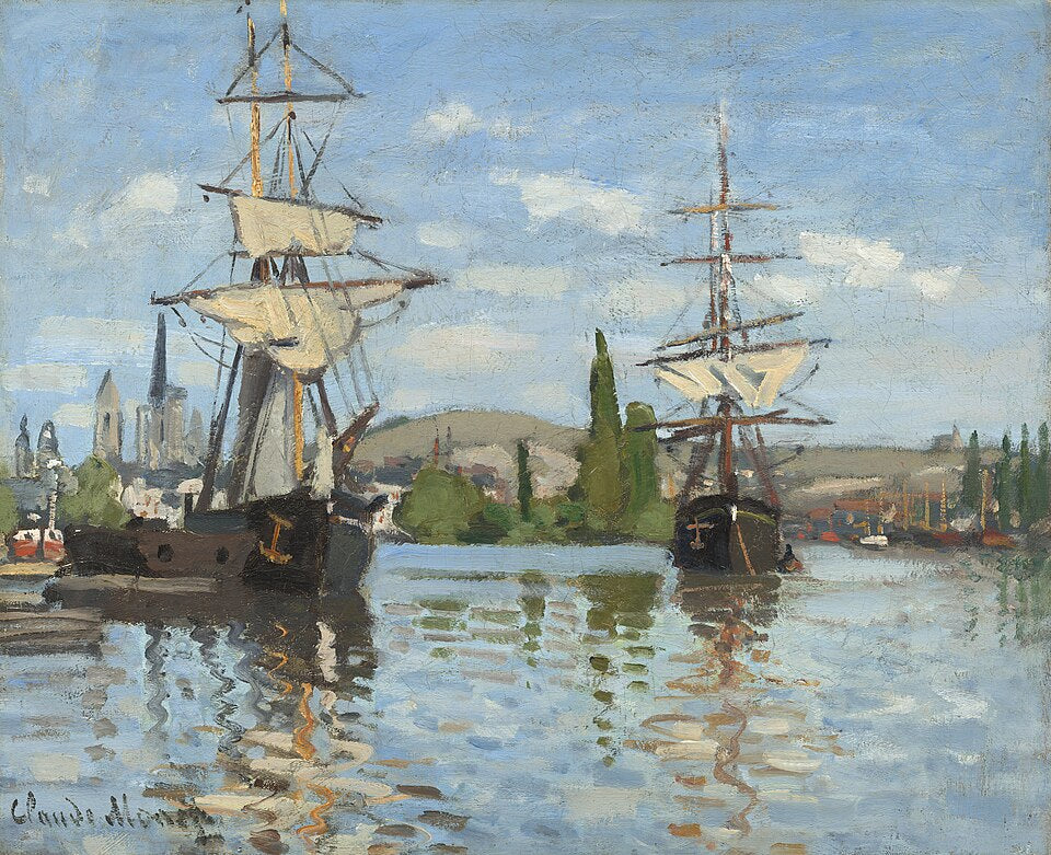 Rouen'da Seine Nehri üzerinde tekneler - Claude Monet