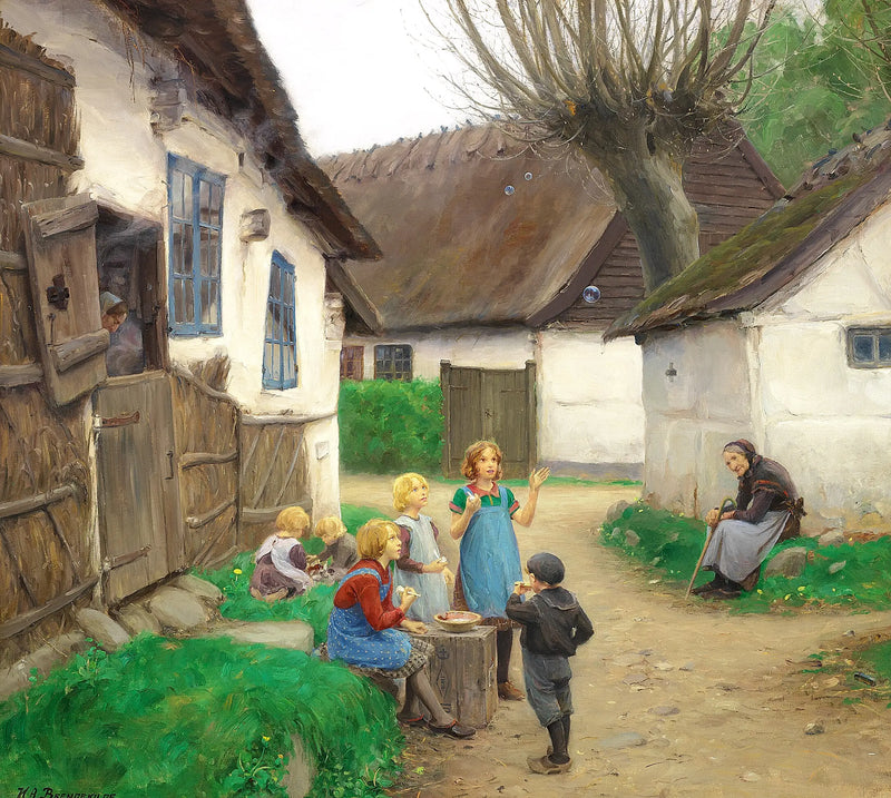 Çocuklar baloncuklar yapıyor. - H. A. Brendekilde