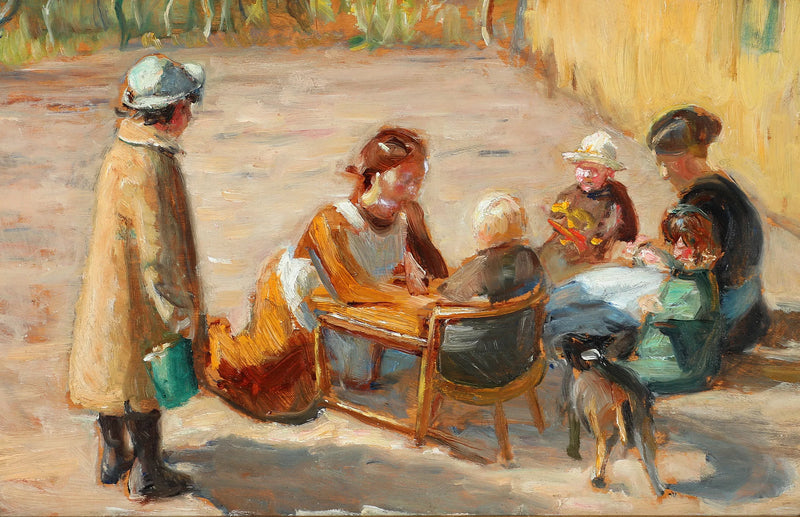 Güneşli bir avluda kadınlar ve çocuklar - Michael Peter Ancher