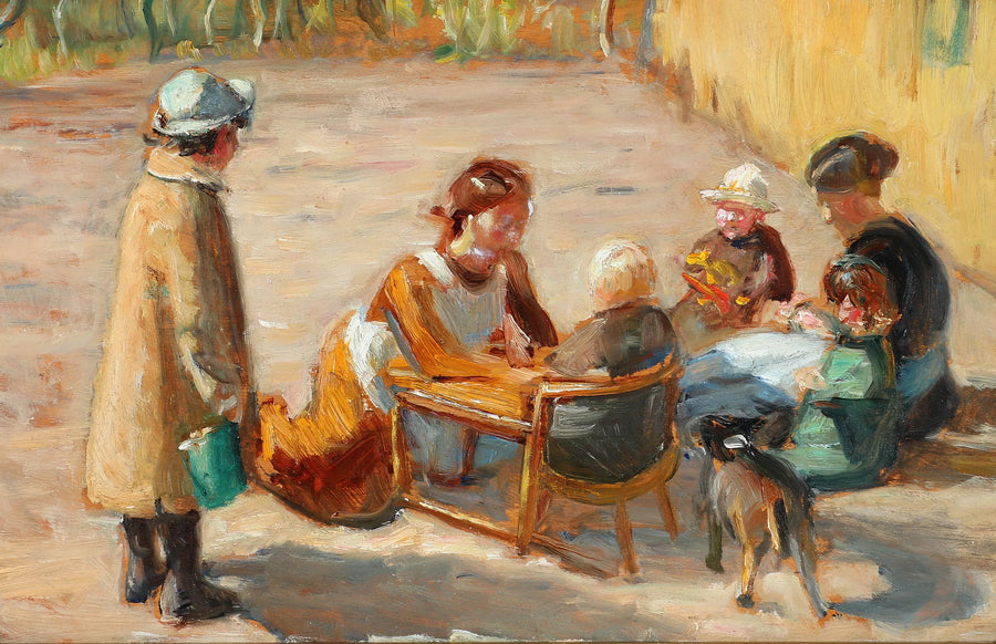 Güneşli bir avluda kadınlar ve çocuklar - Michael Peter Ancher