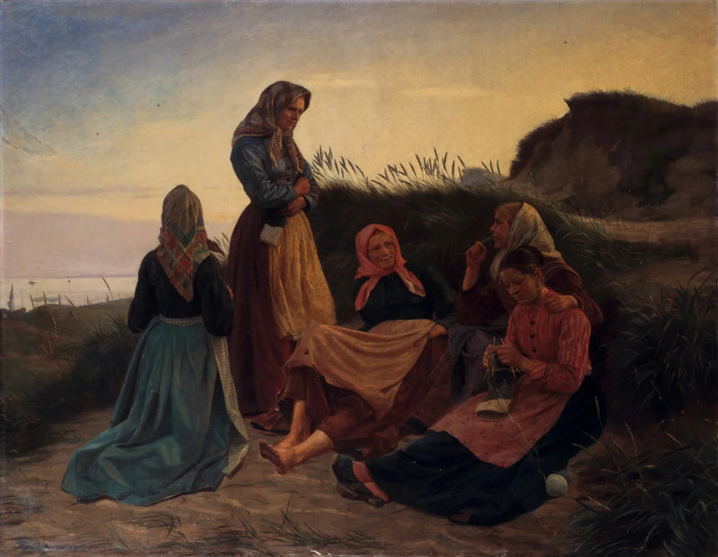 Bir yaz gecesi Sladrebakken'de toplanmış kızlar - Michael Peter Ancher