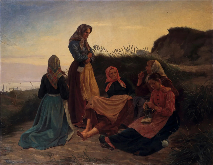 Bir yaz gecesi Sladrebakken'de toplanmış kızlar - Michael Peter Ancher