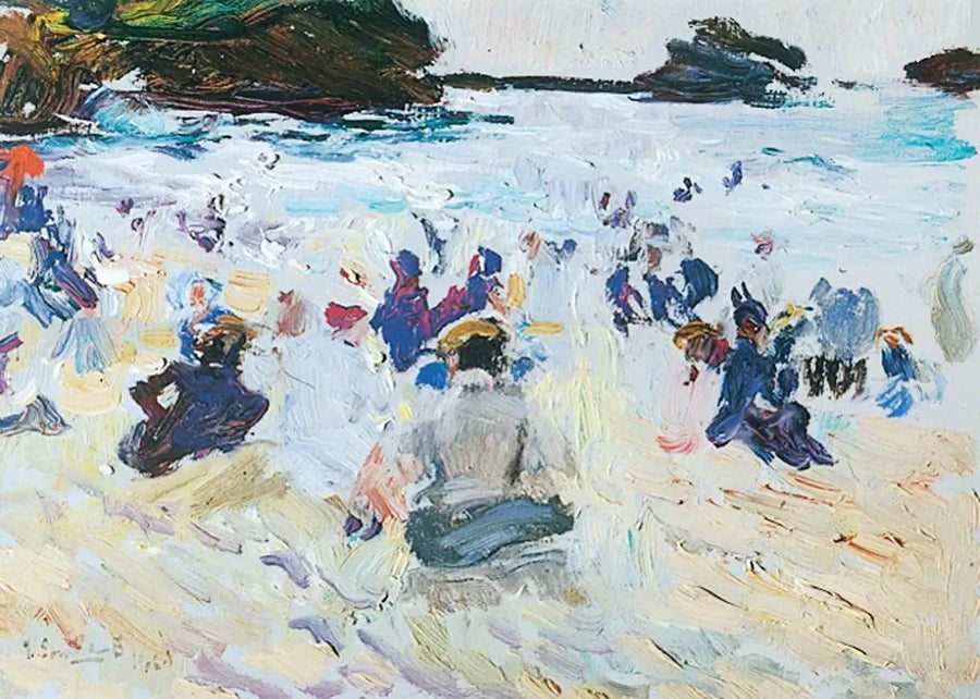 Plajda Oturan İnsanlar - Joaquín Sorolla