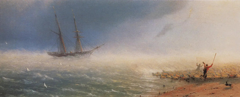 Fırtına tarafından denizde sürüklenen koyunlar. - Ivan Aïvazovski