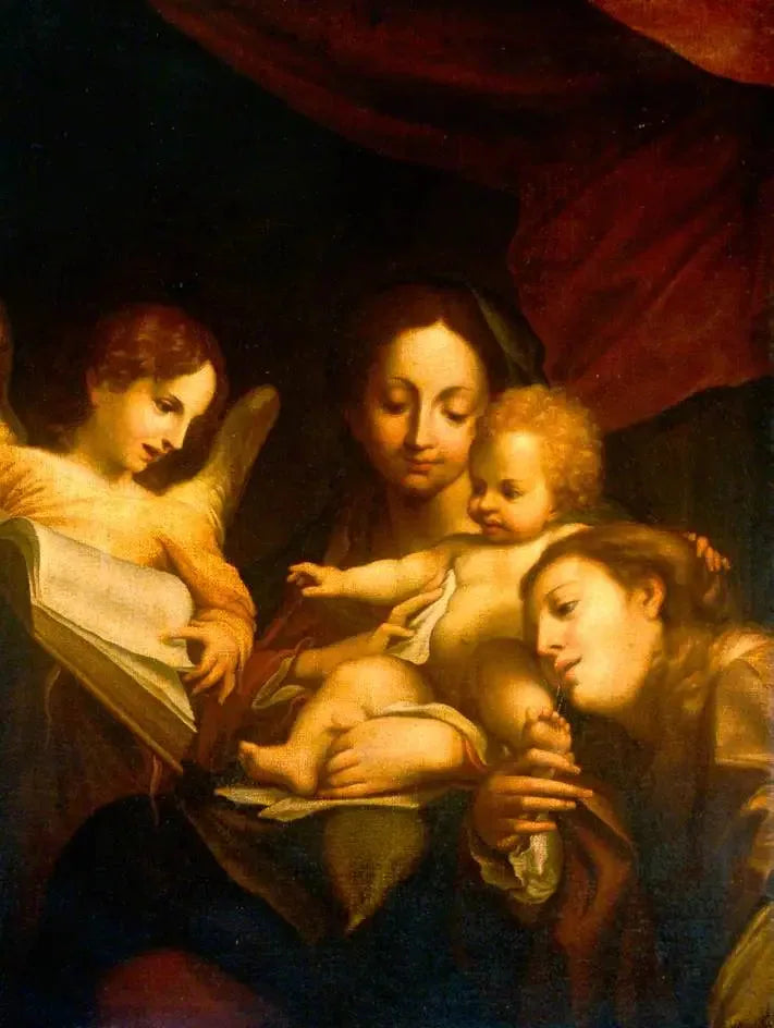 La Madone ile Aziz Jerome ve Marie-Madeleine Detayı (Il Giorno) - Antonio da Correggio