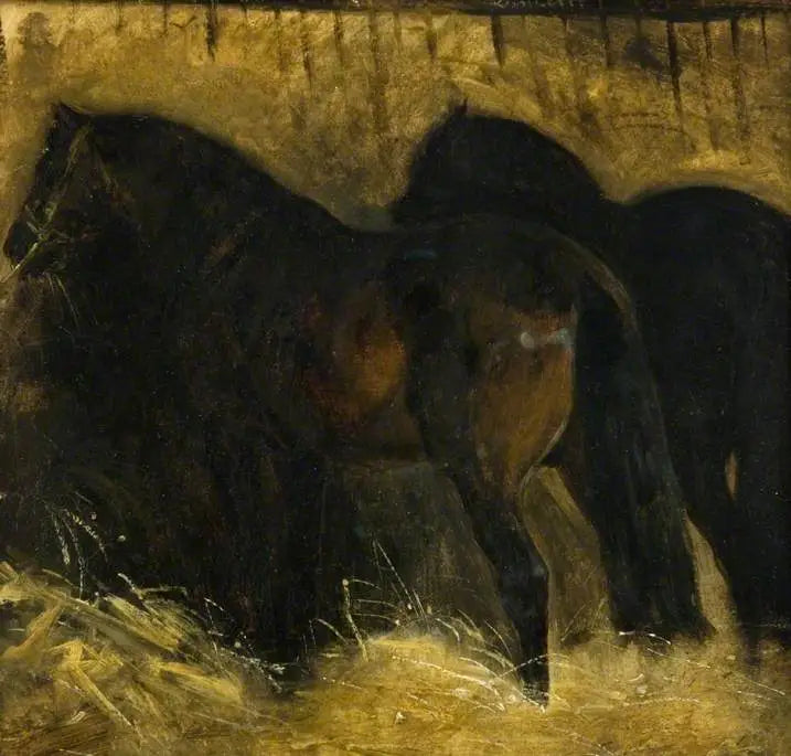 Ahırda iki kahverengi at - Théodore Géricault