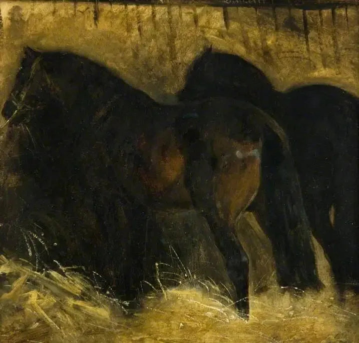 Ahırda iki kahverengi at - Théodore Géricault