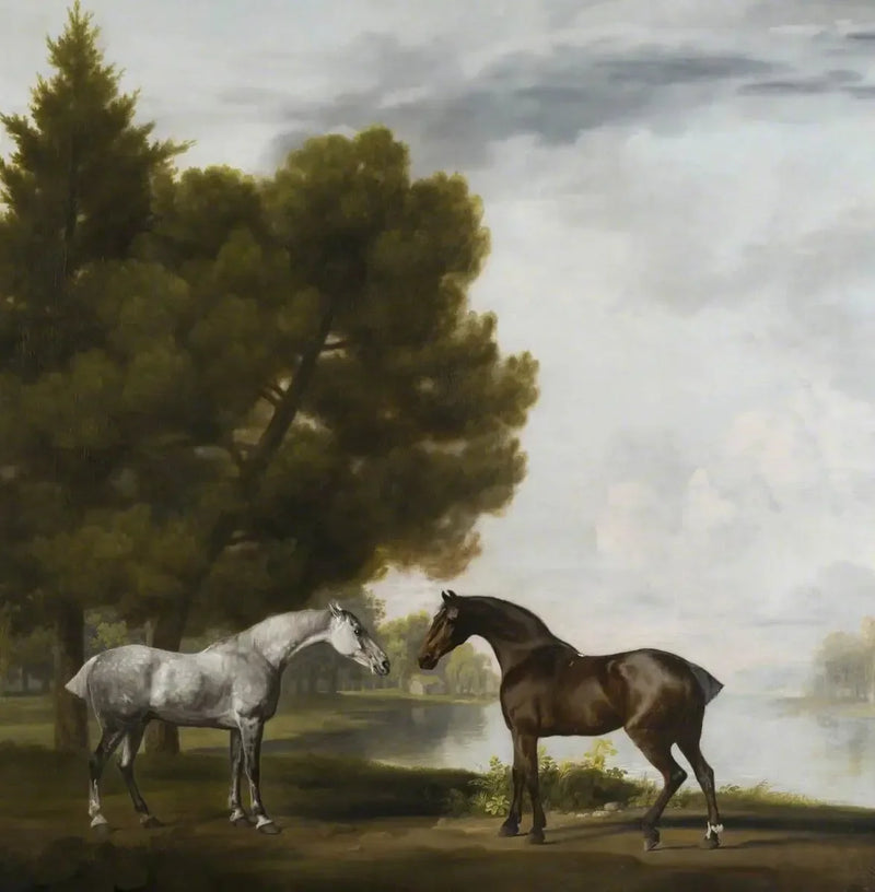 İki atın peyzajda iletişim kurması - George Stubbs
