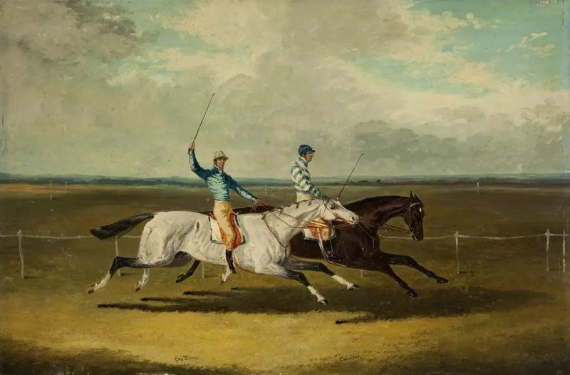 İki yarış atı – « Grey Momus » ve « Caravan » – Yarışlar - John Frederick Herring, Sr.