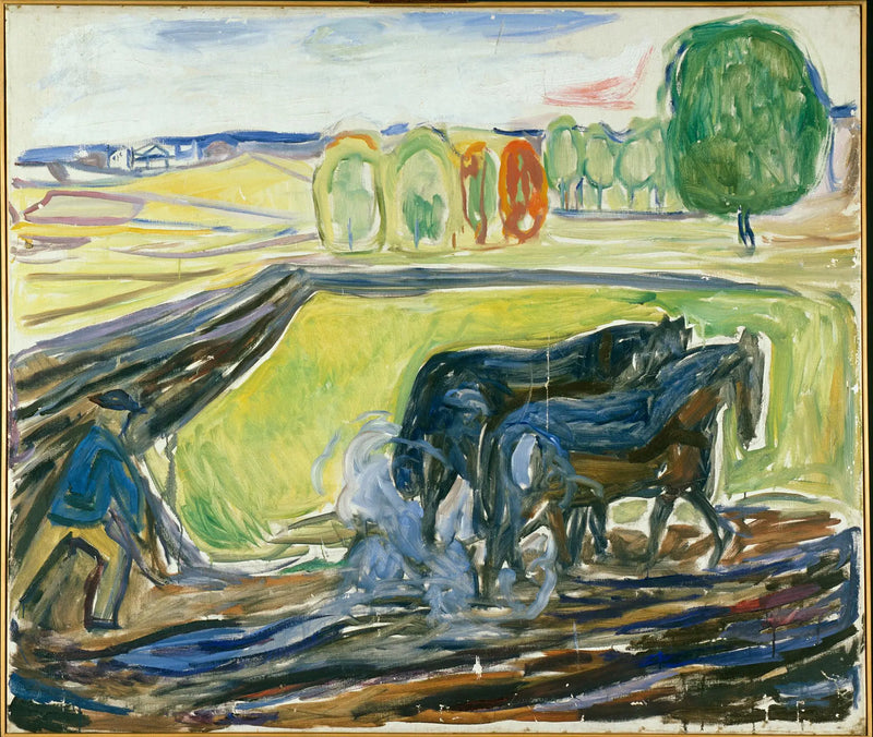 İki Siyah At Tarımda - Edvard Munch