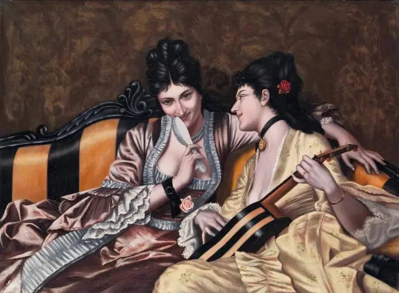 İki kadın kanepede - Luis Ricardo Falero