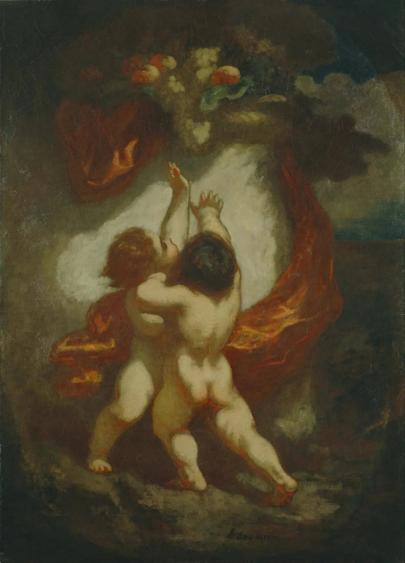 İki çocuk meyve ararken - Honoré Daumier