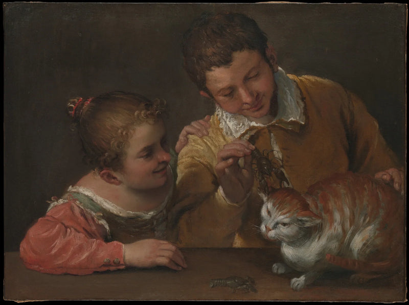 İki çocuk ve bir kediye eziyet - Annibale Carracci