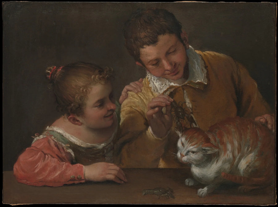 İki çocuk ve bir kediye eziyet - Annibale Carracci