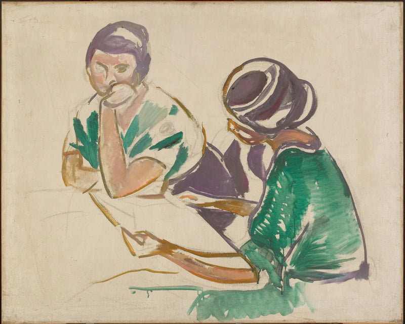 İki Kadın Masada - Edvard Munch