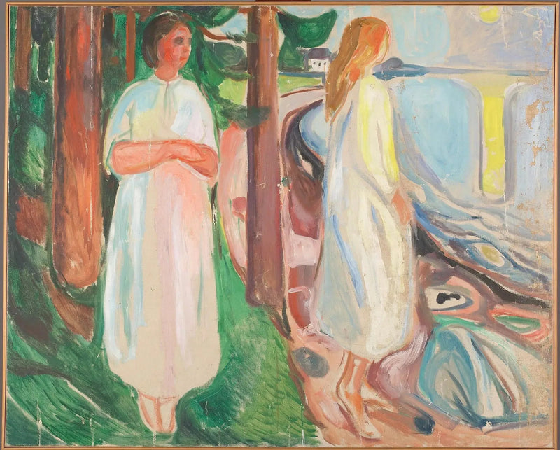 Plajda Beyaz Elbiseli İki Kadın - Edvard Munch