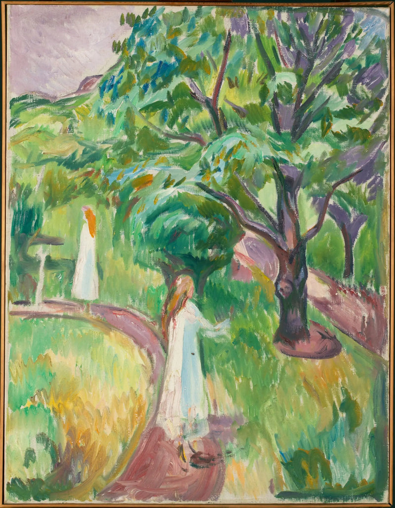 Beyaz elbiseli İki Kadın Bahçede - Edvard Munch