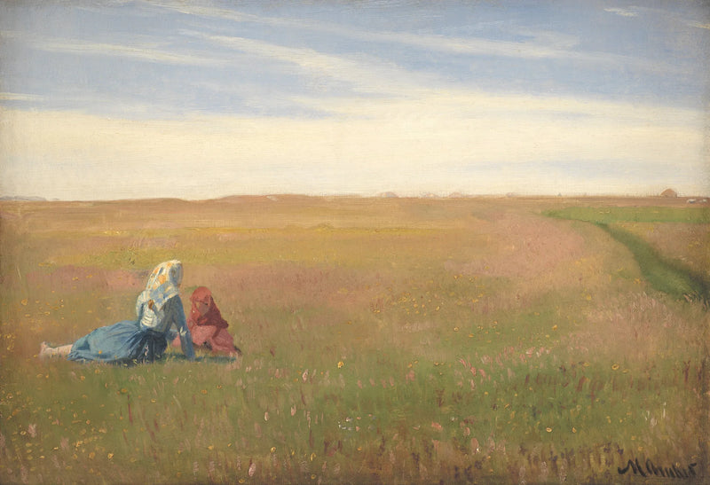İki Kız Çocuk Bir Şampiyonada. Yaz Günü - Michael Peter Ancher