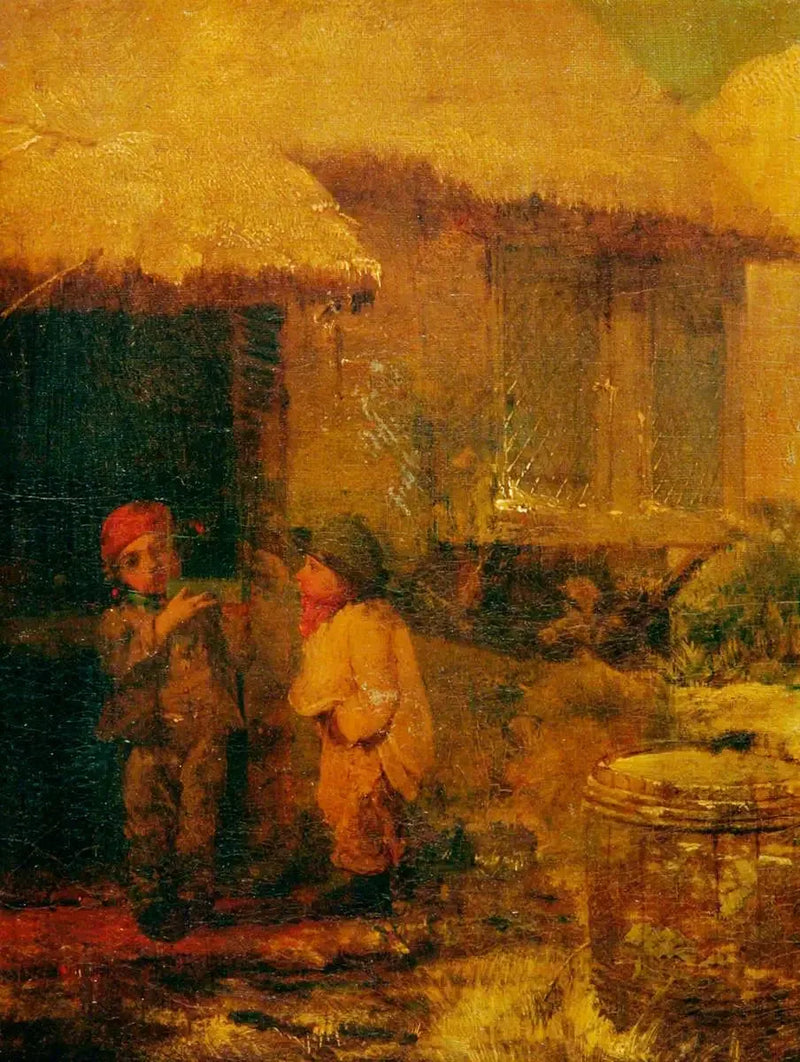 İki çocuk ve kuş kafesi - Briton Rivière