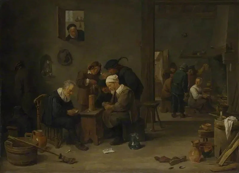 Bir hanın mutfağında kart oynayan iki adam - David Teniers le Jeune