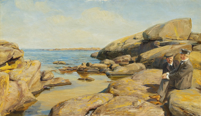 İki adam Bornholm plajında. - H. A. Brendekilde