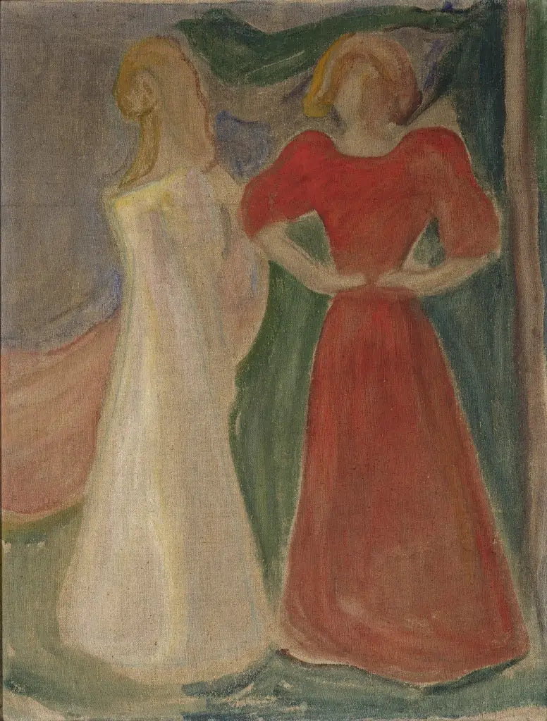 Kırmızı ve Beyaz İçindeki İki Genç Kadın (Frise Reinhardt) - Edvard Munch