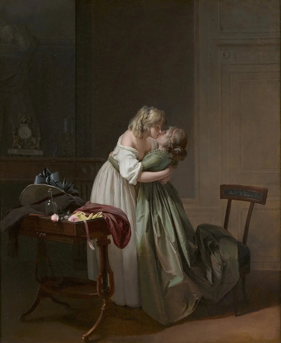 İki genç kadın öpüşüyor - Louis-Léopold Boilly