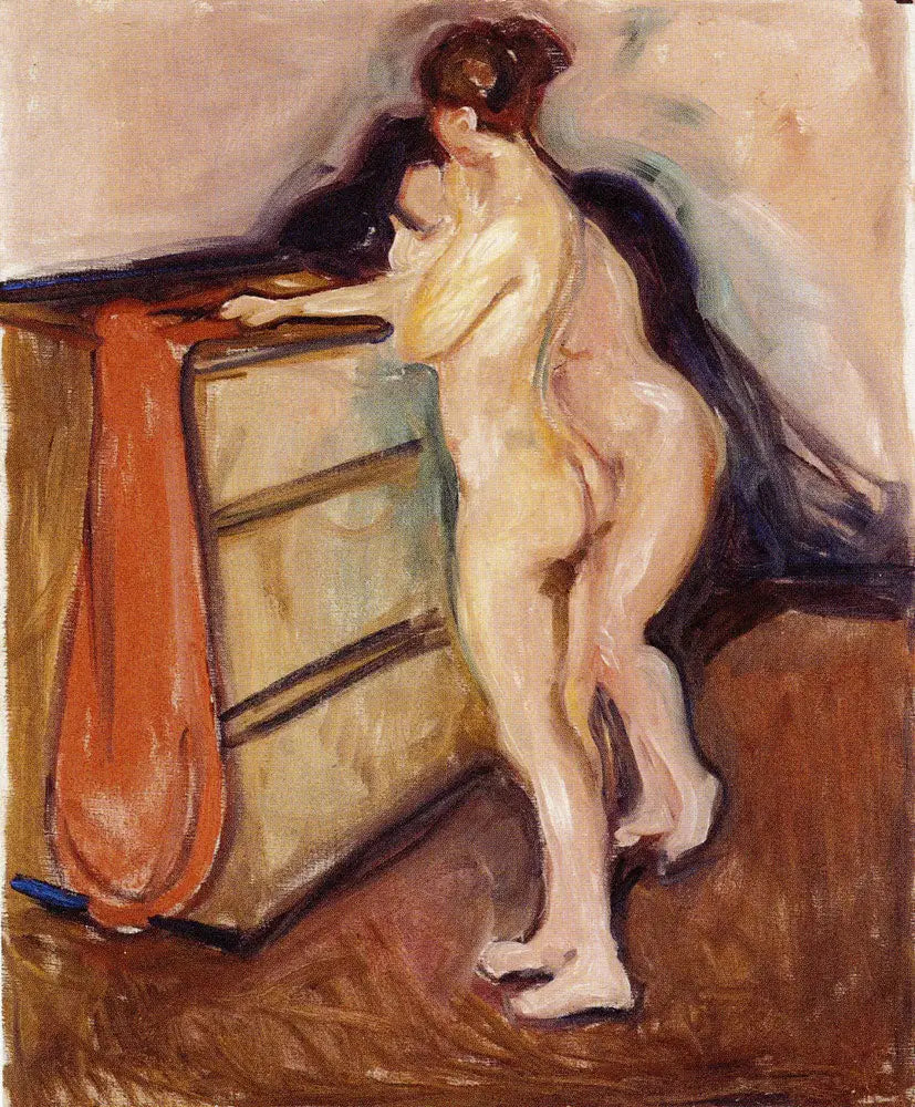 Bir Komodin Yanında İki Ayakta Duran Nü - Edvard Munch