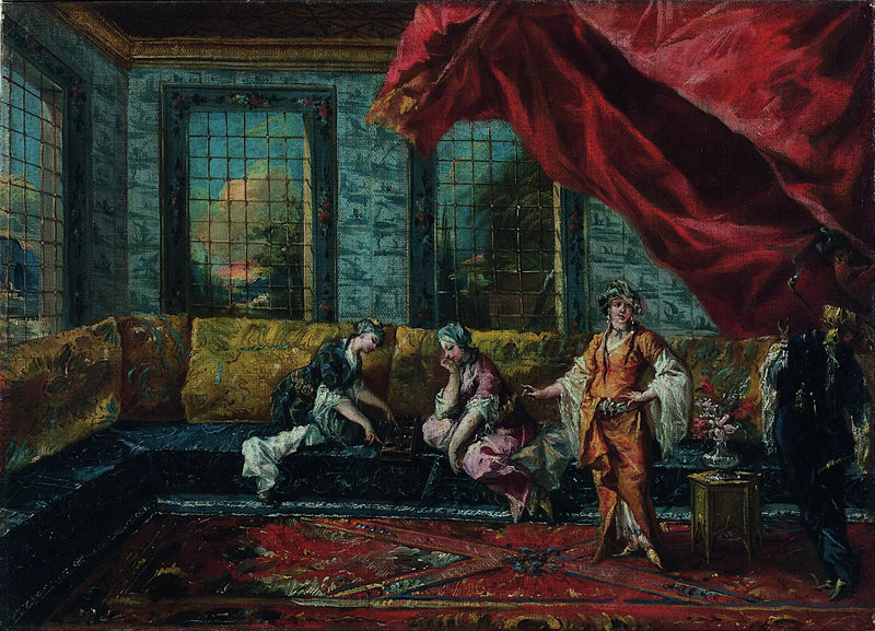 Haremde Mancala oynayan iki odaliske - Francesco Guardi