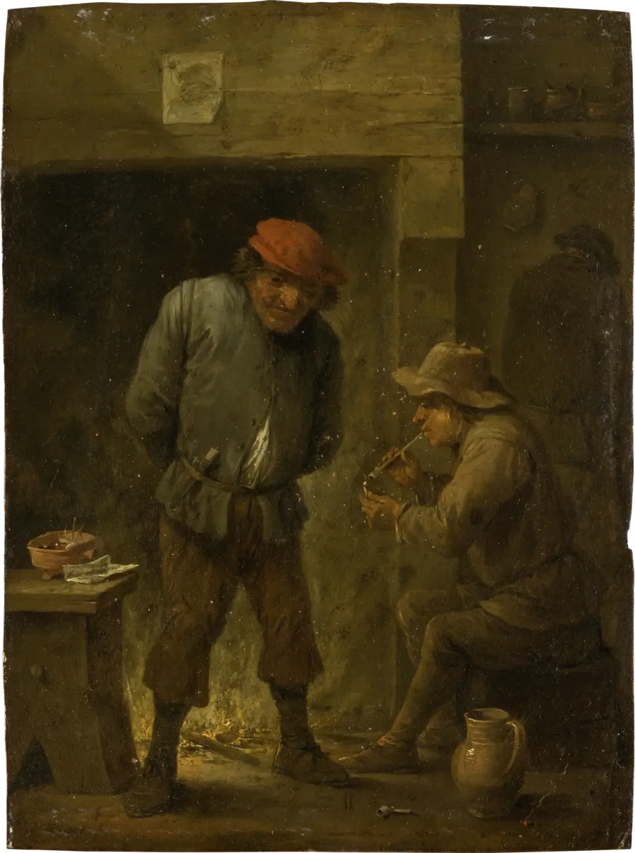 İki Çiftçi Ateşin Köşesinde - David Teniers le Jeune