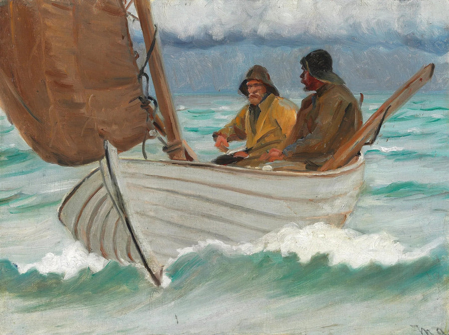 Skagen'den iki balıkçı, kıyıların açıklarında bir yelkenli tekneyle seyahat ediyor. - Michael Peter Ancher