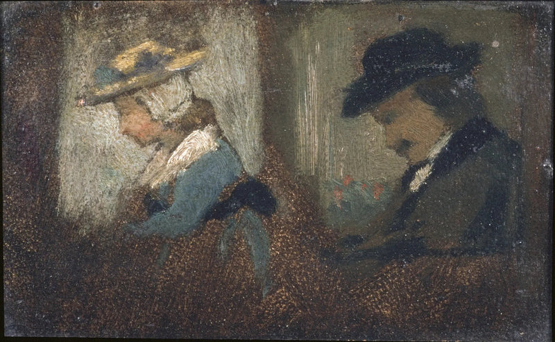 Bir tren vagonunda iki karakter - Frédéric Bazille