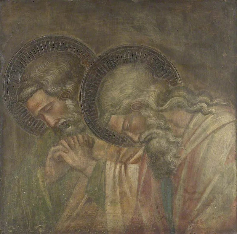 İki yaslı kişi taçlandırılmış - Spinello Aretino