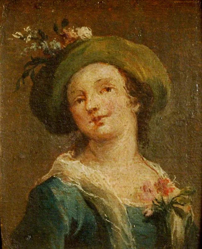 İki tablo: Profilde şapka takmış bir kız ve yüzü dönük şapka takmış bir kız (diptyk, sağ panel) - Francesco Guardi