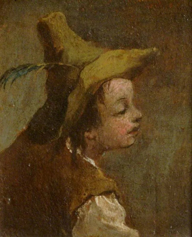 İki tablo: bir erkek çocuğu başı ve bir kız çocuğu başı (diptyk, sol panel) - Francesco Guardi