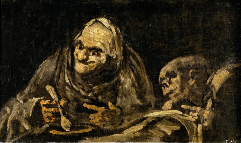 İki yaşlı adam çorba yerken - Francisco de Goya