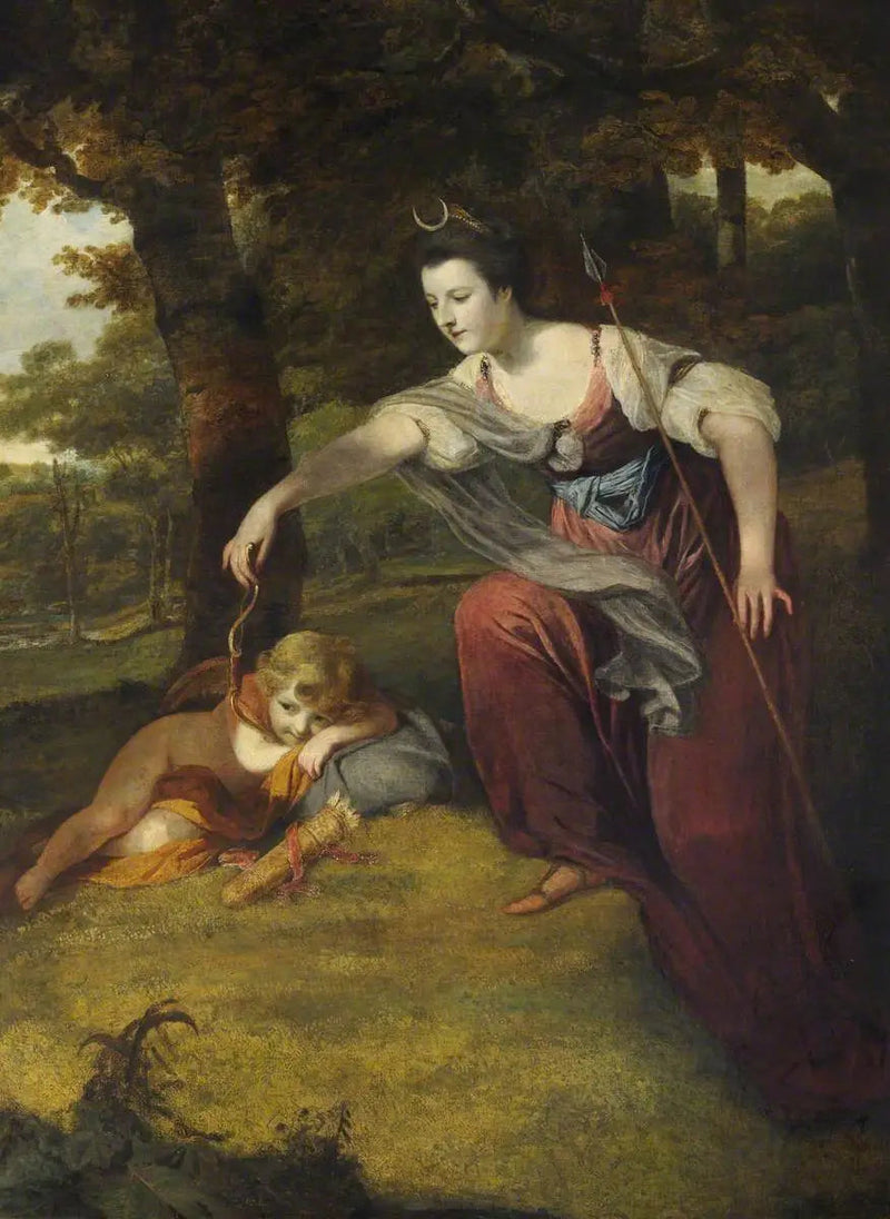 Diane Silahsızlandıran Kupidon: Elizabeth Dashwood, Manchester Düşesi (1741-1832) ve oğlu George Montagu, Manderville Viscountu (1763-1772) - Joshua Reynolds