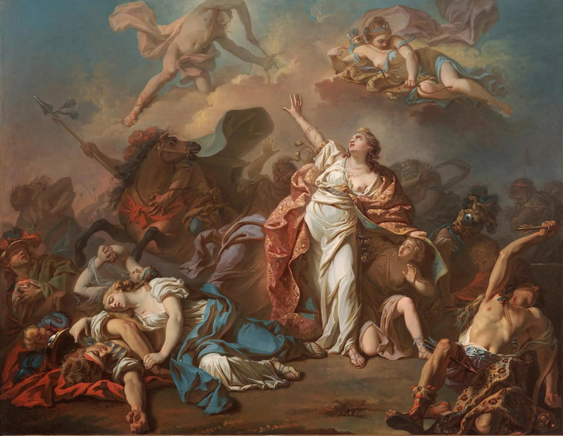 Diane ve Apollon'un Niobe'nin çocuklarını oklarıyla delip geçtiği - Jacques-Louis David