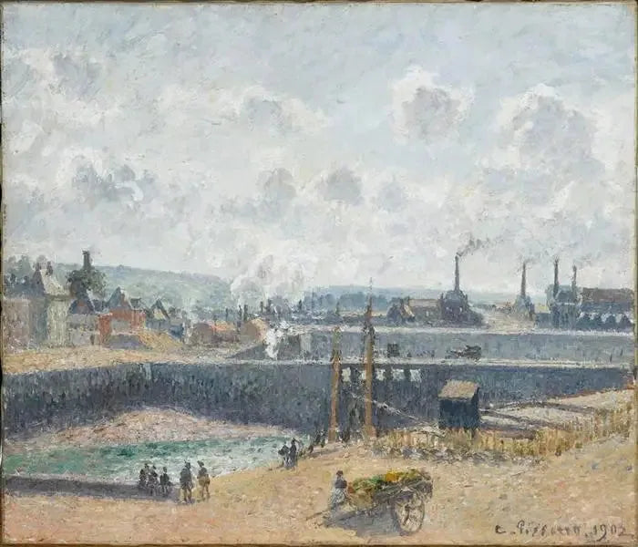 Dieppe, Duquesne Havuzu. Alçak gelgit, güneş, sabah - Camille Pissarro